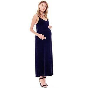 Imanimo Maternity Lorrie Velvet Maxi Slip Dress Sz S